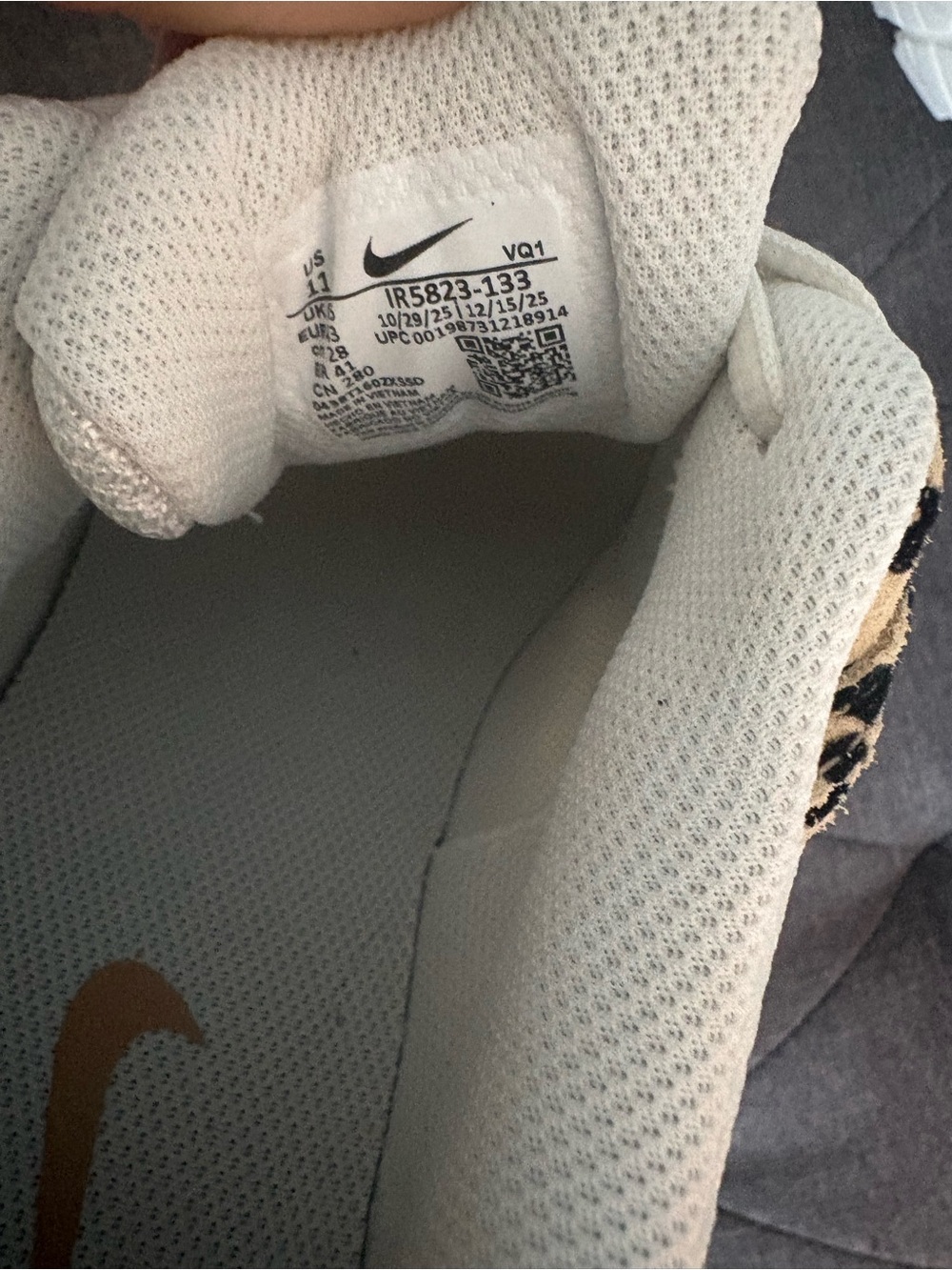 Nike White and Beige Leopard Mesh Trainers - Picture 4 of 4